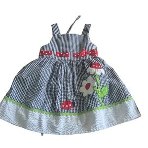 Rare Editions Kids Girls Gingham Ladybug Floral Seersucker Dress Navy Red 2T/2